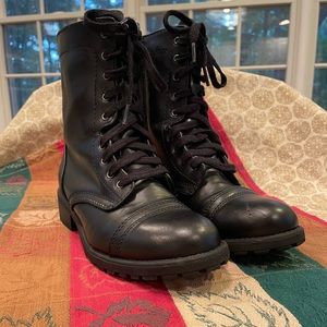 Black combat boots.